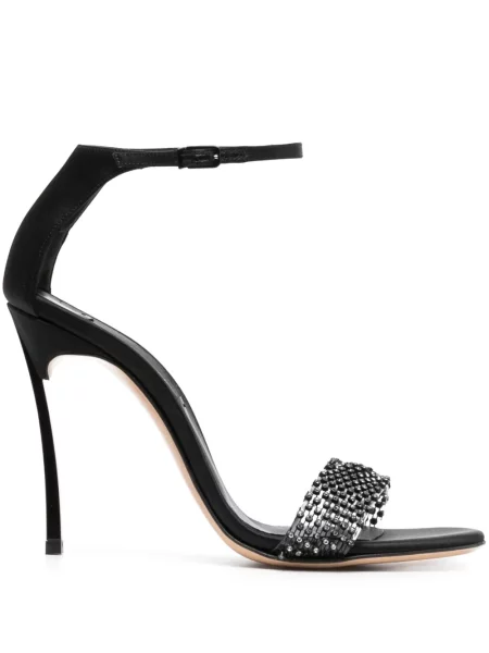 Pantofi cu toc Casadei din satin negru