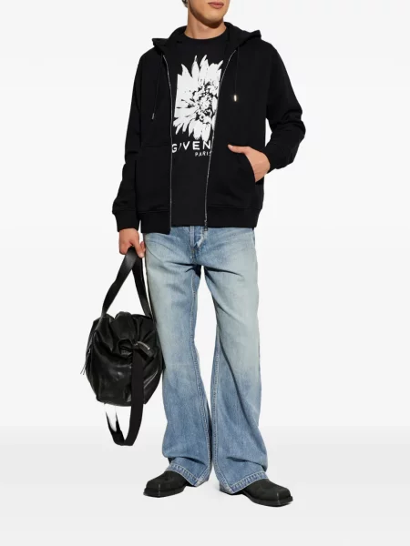 Tricou Givenchy cu model floral cu imagine negru