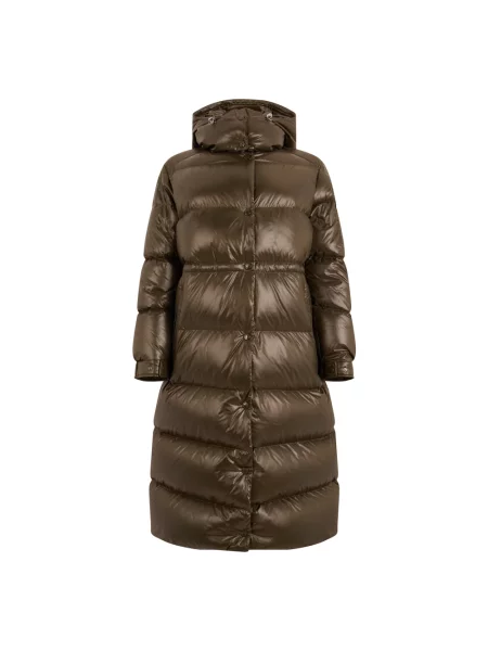 Kurtka puchowa Moncler z kapturem brązowa