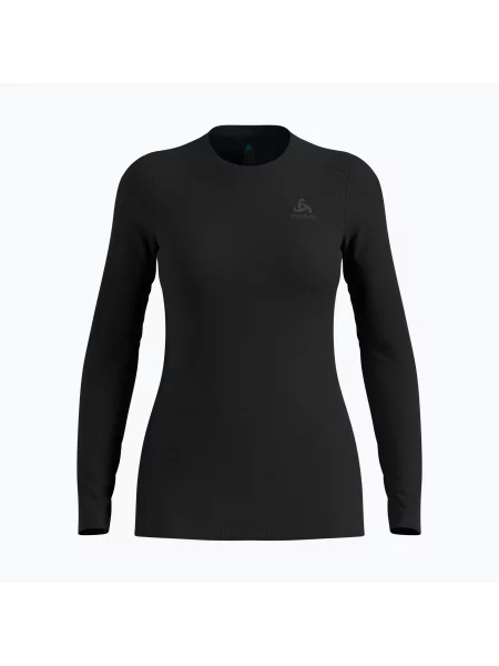 Női termoaktív hosszú ujjú felső ODLO Merino Bl Top Crew Neck black. Méret: M fekete