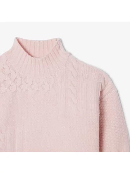 Lacoste Wełniany Sweter Z Wysokim Kołnierzem Z Efektem Patchworku różowy