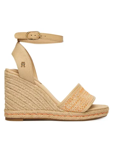 Espadrile Tommy Hilfiger High Wedge Espad deschis bej