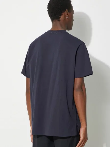Футболка Engineered Garments Printed Cross Crew Neck з принтом синій