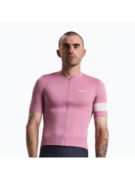 Tricou de ciclism pentru bărbați Rapha Core Lightweight Jersey dusty mauve/white alb