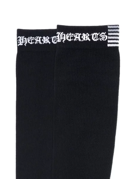 Плетени чорапи Chrome Hearts със сърца с автограф черно