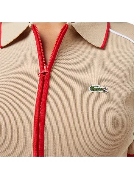 Lacoste Sukienka Tenisowa X Bandier Ultra-Dry beżowa