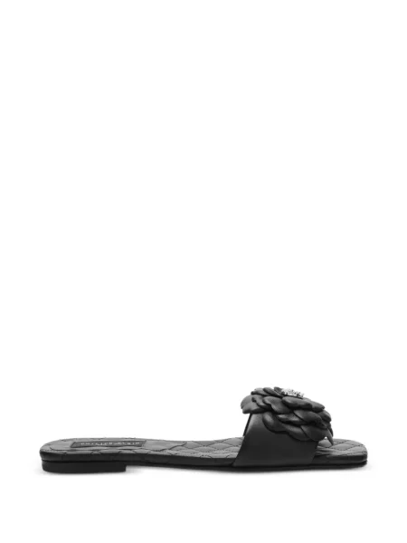 Sandale Philipp Plein din piele cu model floral negru