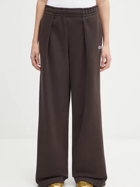 Lacoste Pantaloni palazzo Wide Leg maro