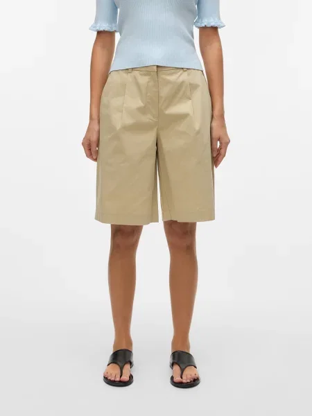 VERO MODA Hlače z naborki kapučino
