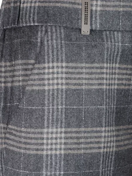 Sužene hlače Peserico karirane siva