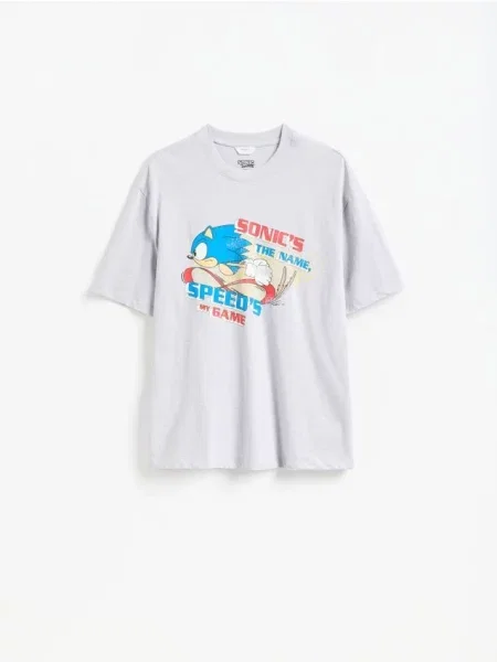 Reserved Tricou oversized Sonic deschis gri