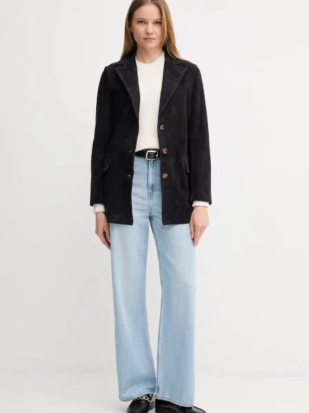 Замшевий піджак Pedro del Hierro однобортний однотонний синій