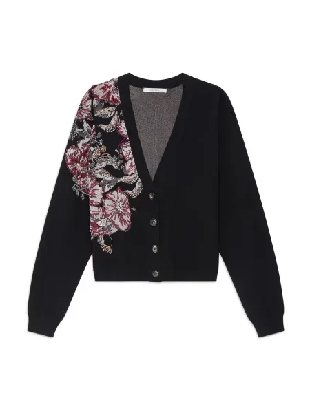 Kardigan Maliparmi w kwiatki czarny