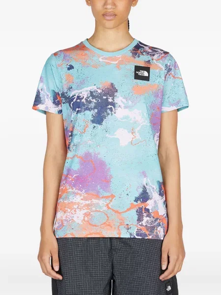 Tricou The North Face cu imagine cu imprimeu abstract albastru