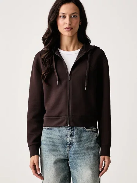 Armani Exchange hanorac cu glugă pentru femei cu maro
