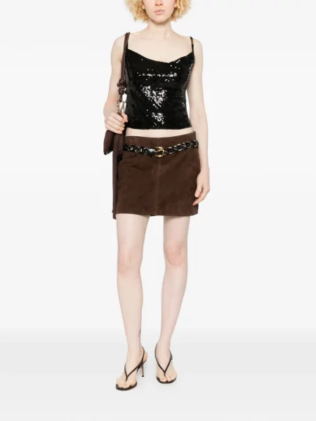 Top Versace Jeans Couture z cekinami czarny