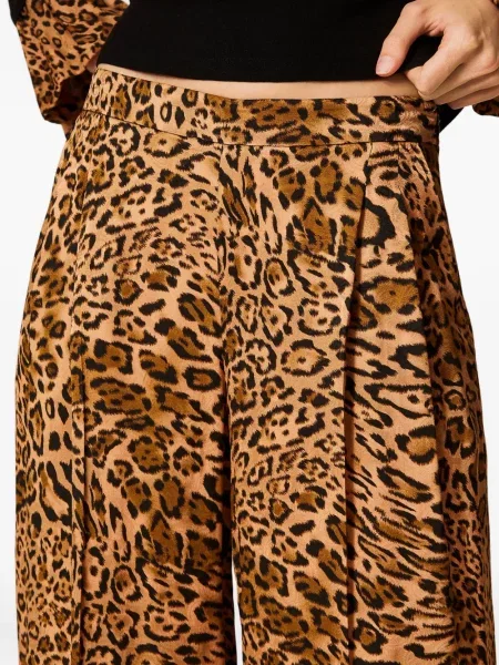 Pantaloni Twinset cu imagine cu model leopard plisate maro