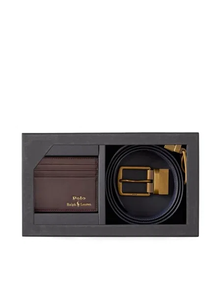Set de etui pentru carduri și curea Polo Ralph Lauren maro