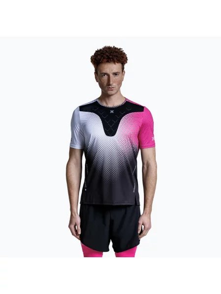 Koszulka do biegania X-Bionic Corefusion Run dot fade/neo pink/white biała