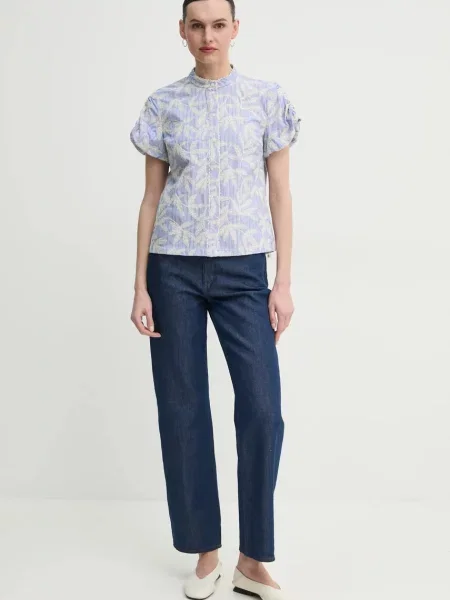 MUNTHE koszula FREDIA regular ze stójką niebieski