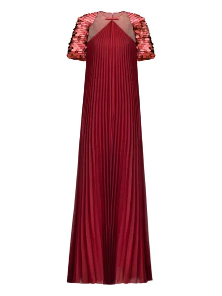 Maksi sukienka maxi Gemy Maalouf z dekoltem halter garniturowa czerwona