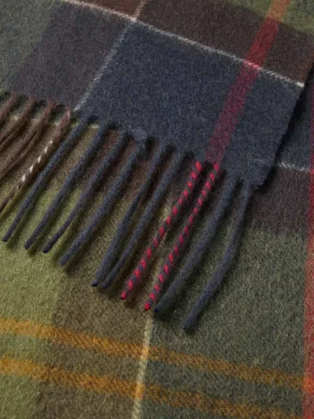 Szal z kaszmiru z frędzlami Barbour oliwkowa