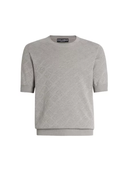 Dzianinowy sweter Dolce And Gabbana z krótkim rękawem szary