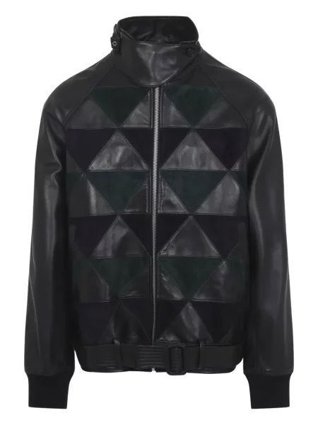 Geanta de piele Lanvin cu imprimeu geometric negru