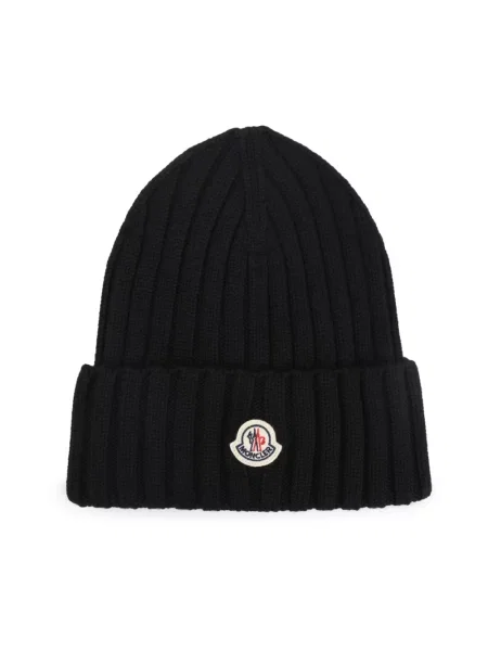 Czapka Moncler wełniana czarna