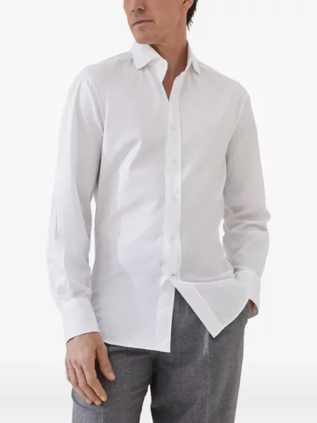 Cămașă Brunello Cucinelli din țesătură twill alb