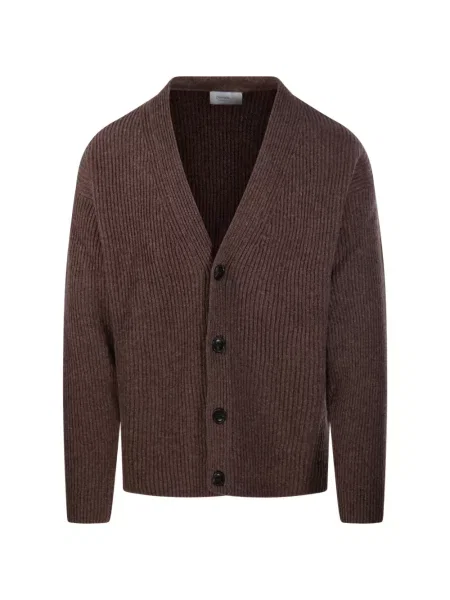 Cardigan Diana Studio tricotate cu decolteu în V maro