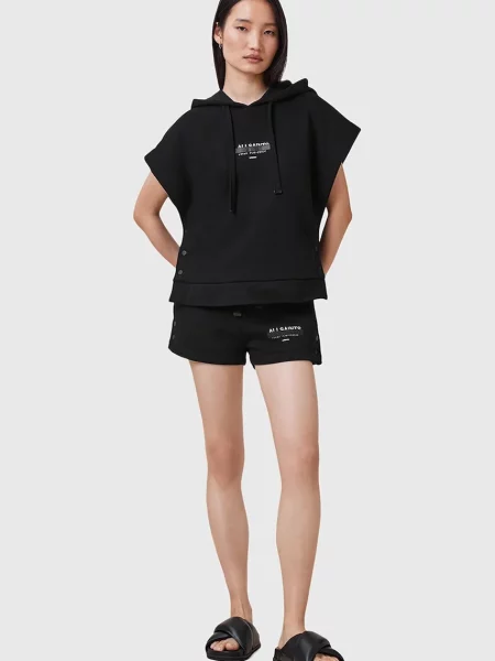 AllSaints pantaloni scurți din SORRI cu imprimeu high waist negru