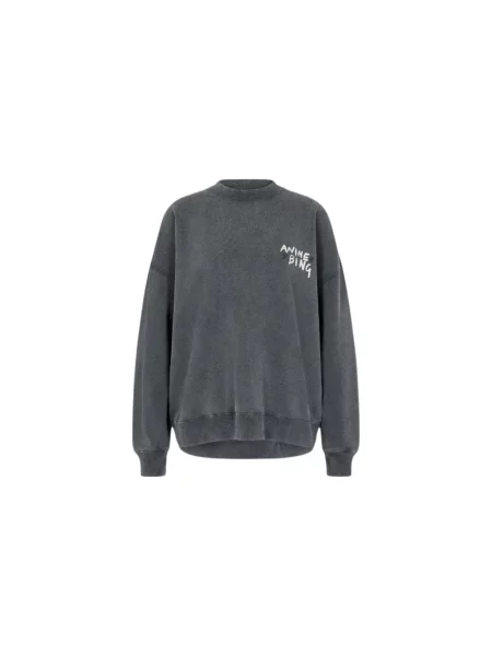 Bluza Anine Bing z logo z dżerseju szara