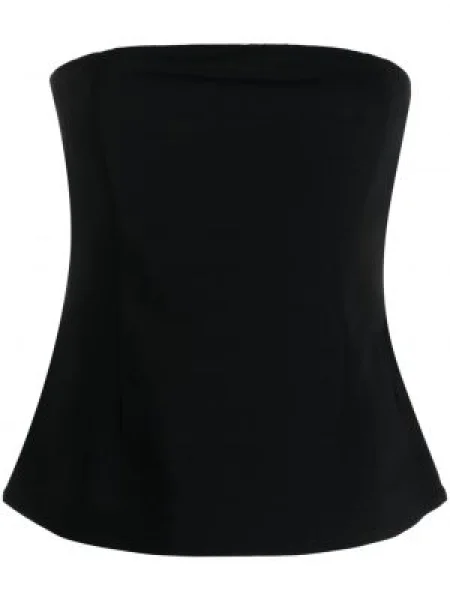 Top Co din crep fără bretele negru