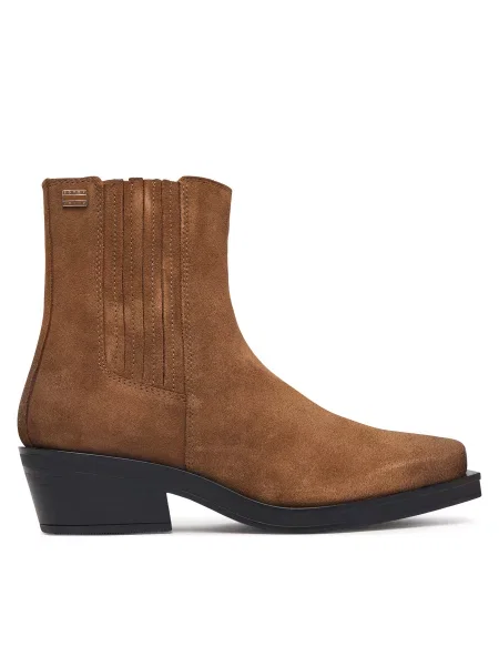 Členková obuv Tommy Jeans Tjw Suede Cowboy Boots hnedá
