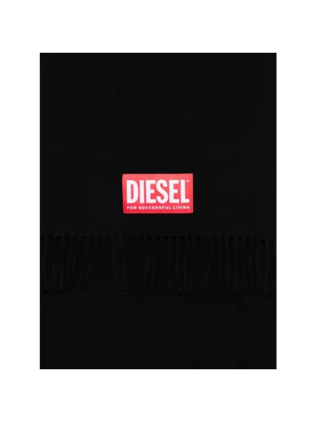 Diesel szalik z wełną S-IMON gładki czarny
