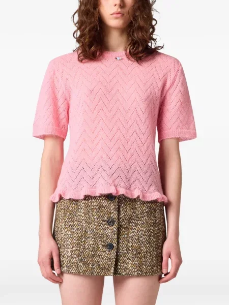 Pulover Msgm tricotate cu volane roz