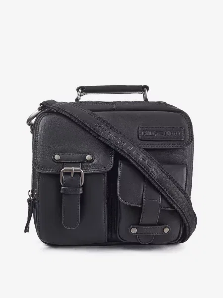 Кожаная сумка через плечо Hill Burry черная