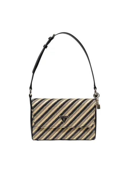 Lniana torebka Guess czarna