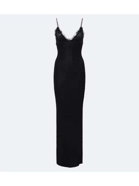 Rochie maxi Aya Muse din dantelă negru