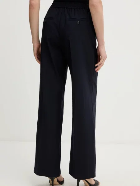 Шерстяные брюки Weekend Max Mara с высокой посадкой синие