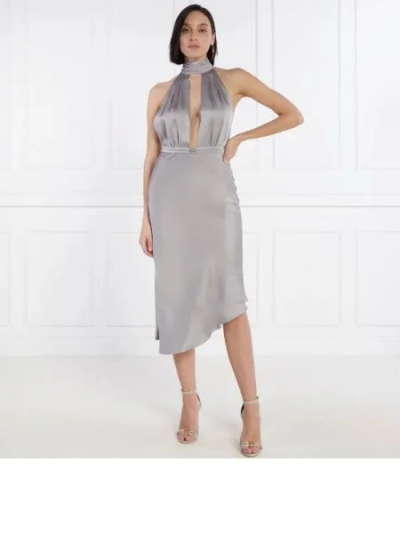 Elisabetta Franchi De satin rochie gri