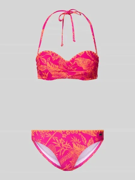 Bikini z kwiatowym nadrukiem na całej powierzchni model Kensi' Venice Beach różowe
