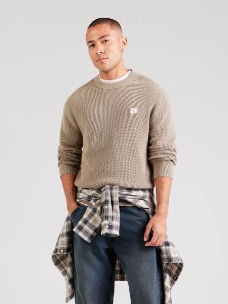 Calvin Klein Jeans Sveter CLSC tmavohnedá