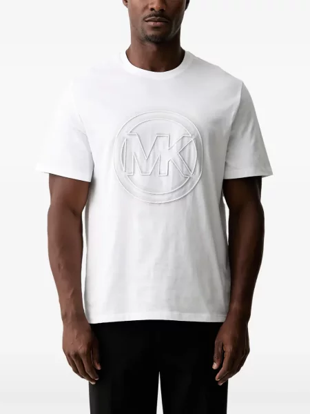 Tricou Michael Kors din jerseu cu autograf alb