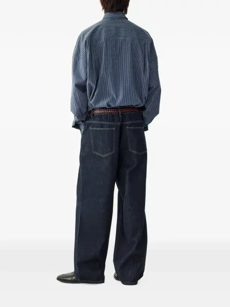 Дънки straight leg Tomboy с връзки синьо
