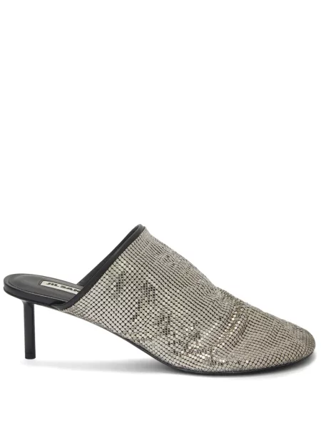 Papuci tip mules Jil Sander cu paiete plasă gri
