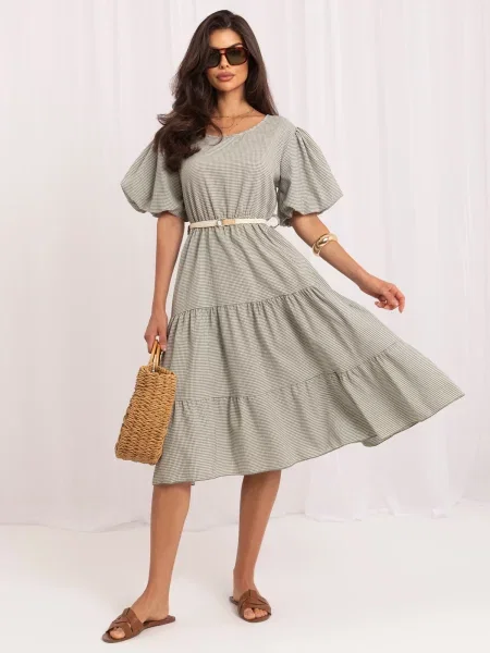 Rochie Italy Moda cu volane evazată alb