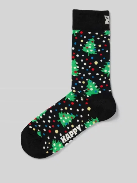 Skarpety ze wzorem na całej powierzchni model ‘Christmas Night’ Happy Socks czarne