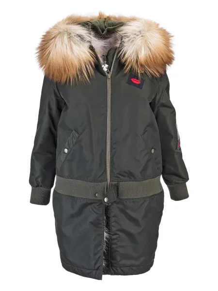 Futro Mr And Mrs Italy z kapturem zielone